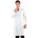 Camice da lavoro bianco uomo in tessuto SATIN per medici, biologi, farmacisti- Isacco