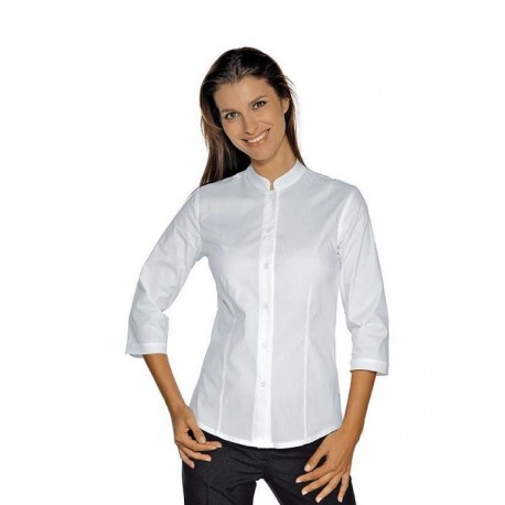 Camicia da lavoro donna bianca Hollywood Stretch manica 3/4 per cameriere e receptionist- Isacco
