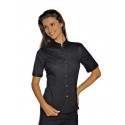 Camicia da lavoro donna nera Hollywood Stretch manica corta per cameriere e bariste- Isacco