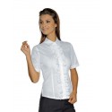 Camicia da lavoro donna bianca Etoile maniche corte con merletti per receptionist- Isacco