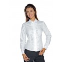 Camicia da lavoro donna bianca Etoile maniche lunghe con merletto per receptionist- Isacco