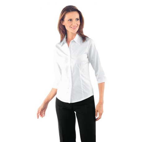 Camicia da lavoro donna bianca Tenerife Stretch maniche 3/4- Isacco
