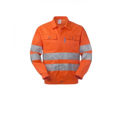 Giubbotto da lavoro alta visibilità arancio 2 cat. per operai, operatori ecologici- Lucentex
