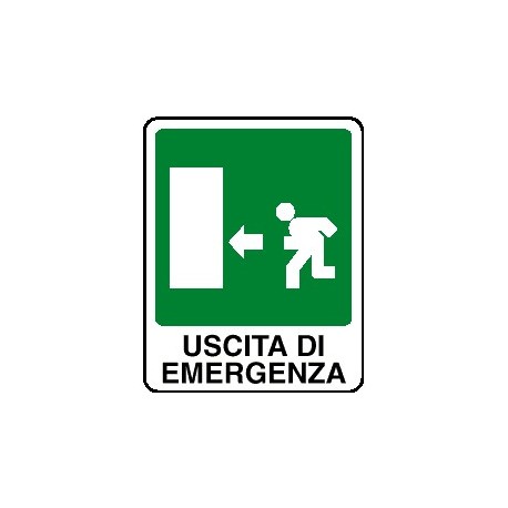 Cartello uscita di emergenza verso sinistra 120x145
