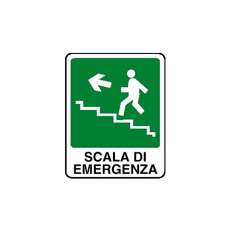 Cartello scala di emergenza verso alto sinistra 120x145