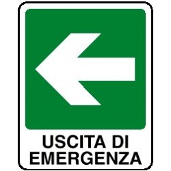 Cartello uscita di emergenza verso sinistra 160x210