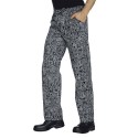 Pantalone da lavoro con elastico in vita nero con stampe bianche per cuochi - Isacco