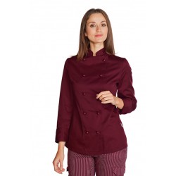 Giacca cuoco donna sfiancata manica lunga Lady Burgundy- Isacco