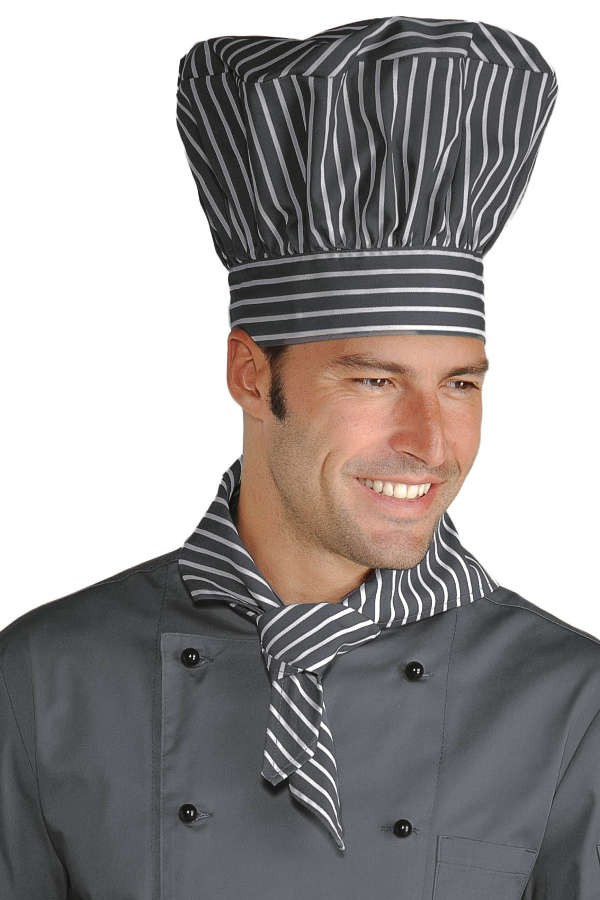 Cappello cuoco linea Londra regolabile gessato grigio - Isacco