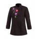 Giacca cuoco Flowers donna manica lunga modello slim nera con disegno fiori - Egochef