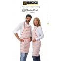 Grembiule da cucina/cuoco unisex bianco e arancio con pettorina e stampa loghi Masterchef (idea regalo) - Siggi