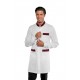 Camice da lavoro uomo Dover bianco con profili colorati con bottoni a pressione e polso in maglia per banconisti - Isacco