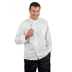 Giacca cuoco uomo Bilbao bianca con manica lunga chiusura con zip - Isacco