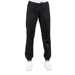 Pantalone da lavoro unisex nero con elastico alla caviglia con tessuto elasticizzato - Isacco