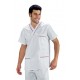 Casacca da lavoro unisex con scollo a V bianca con profili colorati per infermieri - Isacco