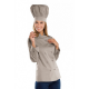 Giacca cuoco donna Lady chef sfiancata con manica lunga e bottoni a funghetto tortora- Isacco