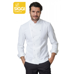 Giacca cuoco Cesare bianca con taglio elegante e sagomato , tessuto elasticizzato - Siggi