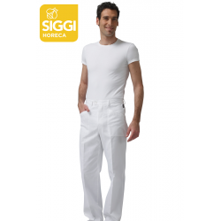 Pantalone da cuoco Tiziano bianco con bottone e cerniera - Siggi