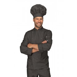 Giacca cuoco uomo classica in jeans nero con bottoni a pressione e manica lunga - Isacco
