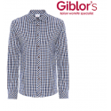 Camicia da lavoro uomo Boris quadretti marrone in cotone per camerieri-baristi - Giblor's