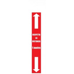 Cartello adesivo verticale per pavimenti - rispetta la distanza di 1 metro - 5x100cm - emergenza coronavirus