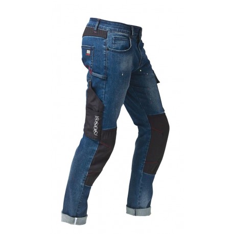 Jeans da lavoro uomo slim fit Speed elasticizzato con effetto spruzzo vernice per operai, falegnami - Siggi
