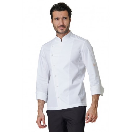 Giacca da cuoco Gabriel Bianca con tessuto elasticizzato, manica lunga - Siggi Horeca