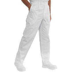 Pantalone da lavoro bianco con bottone per ausiliari, OSS, OSA, pizzaioli - Isacco