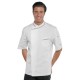 Giacca uomo cuoco Bilbao bianco/tricolore con bottoni SNAPS manica corta - Isacco