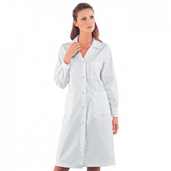 Camice donna manica lunga bianco bottoni a pressione 100% cotone - Isacco