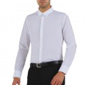 Camicia da lavoro uomo bianco/nero Prince con collo classico e polsino regolabile per camerieri, baristi - Giblor's
