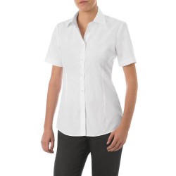 Camicia da lavoro donna bianca manica corta Aurora con collo classico per cameriere, bariste - Giblor's
