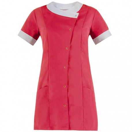Casacca da lavoro donna manica corta Monica con bottoni a pressione e due tasche per estetiste, infermiere - Giblor's