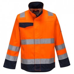 Giacca da lavoro uomo ignifuga Modaflame RIS arancio/blu alta visibilità per benzinai, pompieri - Portwest