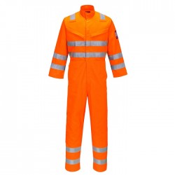 Tuta da lavoro uomo ignifuga Modaflame RIS arancio alta visibilità per benzinai, pompieri - Portwest