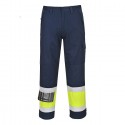 Pantalone da lavoro uomo ignifugo Modaflame Hi-Vis giallo/blu alta visibilità per benzinai, pompieri - Portwest