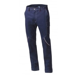 Pantalone da lavoro unisex Boston slim fit blu/grigio elasticizzato con inserti rifrangenti per operai/elettricisti - Siggi