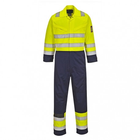Tuta da lavoro uomo ignifuga Modaflame Hi-Vis giallo/blu alta visibilità per benzinai, pompieri - Portwest