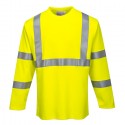T-shirt da lavoro uomo maniche lunghe Hi-vis girocollo con banda ignifuga - Portwest