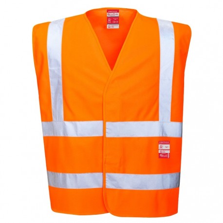 Gilet da lavoro Hi-vis ignifugo con banda riflettente ignifuga cucita Premium - Portwest