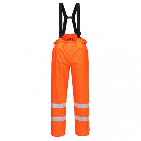 Pantalone da lavoro Bizflame Rain sfoderato multinorma Hi-vis con zip alle caviglie per benzinai, pompieri - Portwest