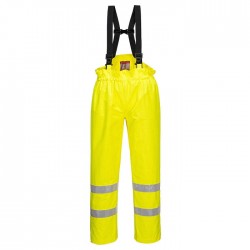 Pantalone da lavoro Bizflame Rain sfoderato multinorma Hi-vis con zip alle caviglie per benzinai, pompieri - Portwest