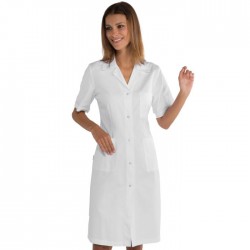Camice donna manica corta EXTRA LIGHT con bottoni a pressione per estetiste, farmaciste - Isacco
