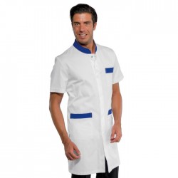 Camice uomo Dover manica corta bianco con profilo colorato - Isacco
