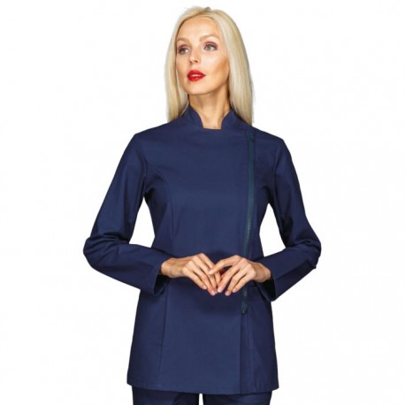 Casacca da lavoro donna Coventry blu manica lunga con chiusura laterale zip- Isacco