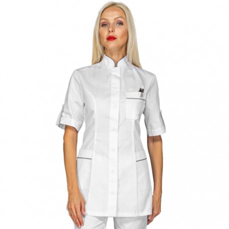 Casacca da lavoro donna Antigua manica corta con bottoni a pressione - Isacco