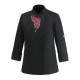 Giacca cuoco Flowers donna manica lunga modello slim nera con disegno fiori - Egochef