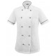 Giacca da cuoco donna Dior in microfibra bianca con riporti neri a manica corta - Egochef