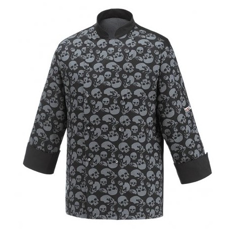 Giacca da lavoro cuoco uomo Black Skulls manica lunga 100% cotone - Egochef