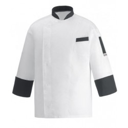 Giacca da cuoco unisex Marple manica lunga bianca e nera - Egochef